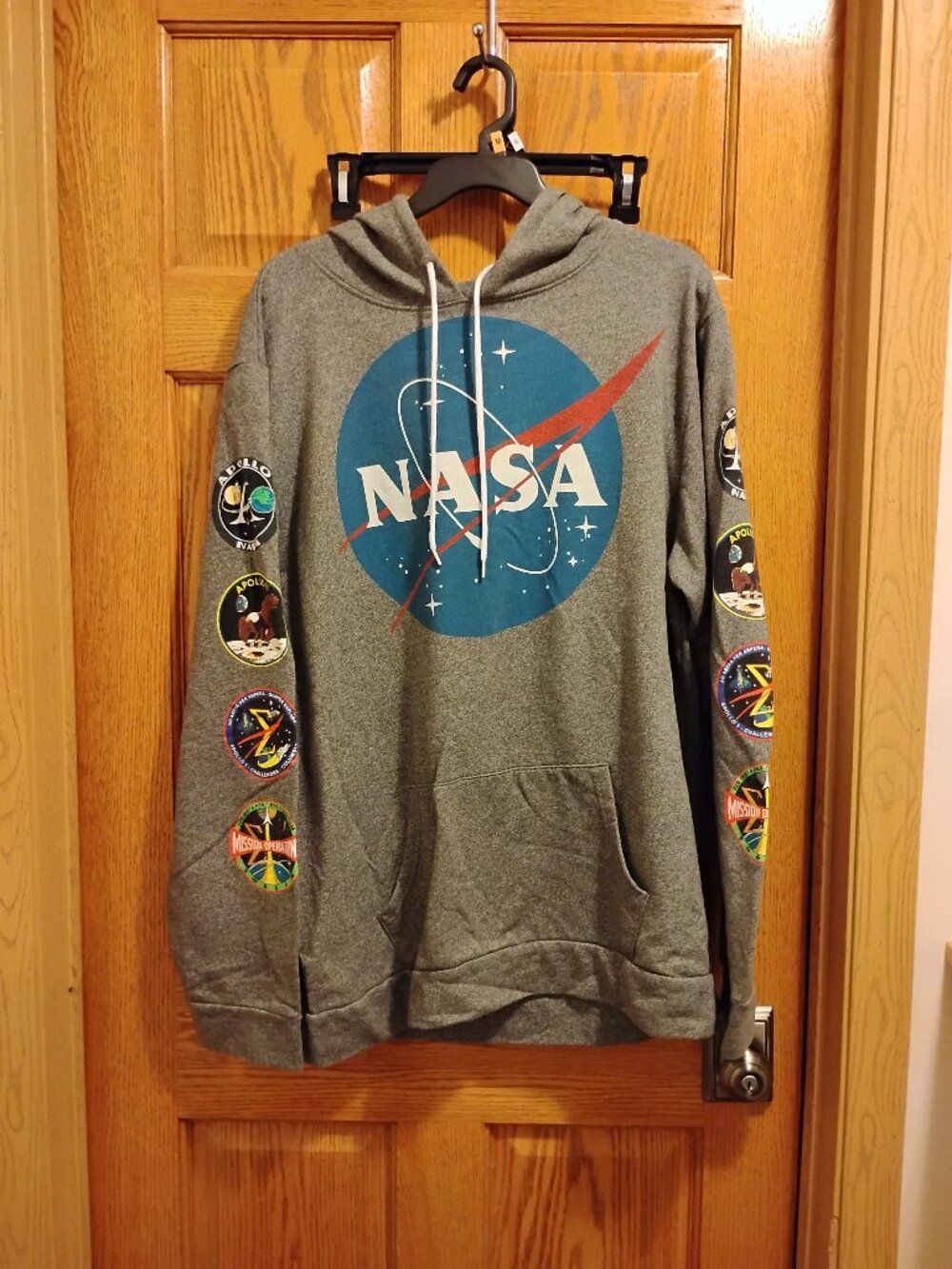 Buzz Aldrin NASA Logo Mission Patches Adult Hoodie Grey Size 2XL